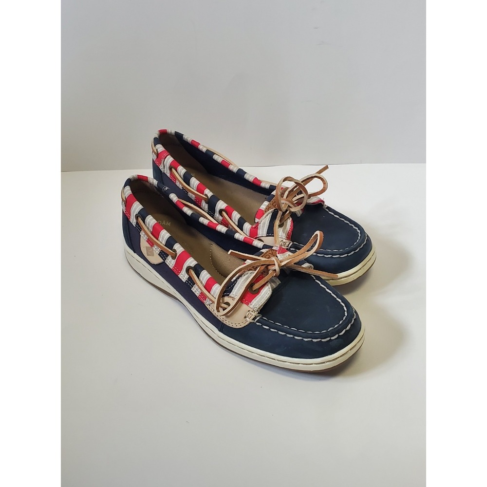 Sperry Angelfish Top-Sider Boat Shoe Women 6 STS83333 Patriotic Striped Navy
